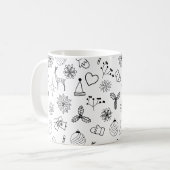 Modern zwart-wit Schattige kerstpatroon Koffiemok (Voorkant links)