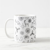 Modern zwart-wit Schattige kerstpatroon Koffiemok (Links)
