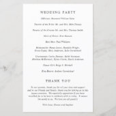 Modern zwart-wit schoon trouwprogramma (Achterkant)