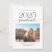 Modern Zwart-wit Script 1 Foto Afstuderen Aankondiging (Voorkant)