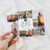 Modern Zwart + Wit Script 2025 Afstuderen Kaart