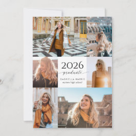 Modern Zwart + Wit Script 2026 Afstuderen Kaart