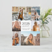Modern Zwart + Wit Script 2026 Afstuderen Kaart (Staand voorkant)