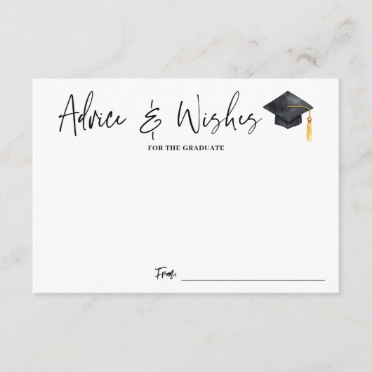 Modern zwart wit script advies wenst afstuderen informatiekaartje (Voorkant)