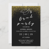 Modern zwart-wit script Afstudeerder Party Kaart (Voorkant)