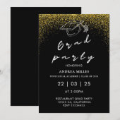 Modern zwart-wit script Afstudeerder Party Kaart (Voorkant / Achterkant)