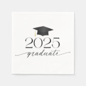 Modern Zwart-wit Script Afstuderen Servet (Voorkant)