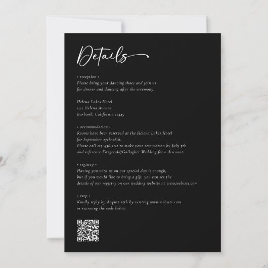 Modern zwart-wit script Alles in een bruiloft Kaart (Achterkant)