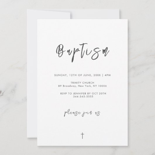 Modern Zwart & Wit Script Baby Fotodoop Kaart (Achterkant)