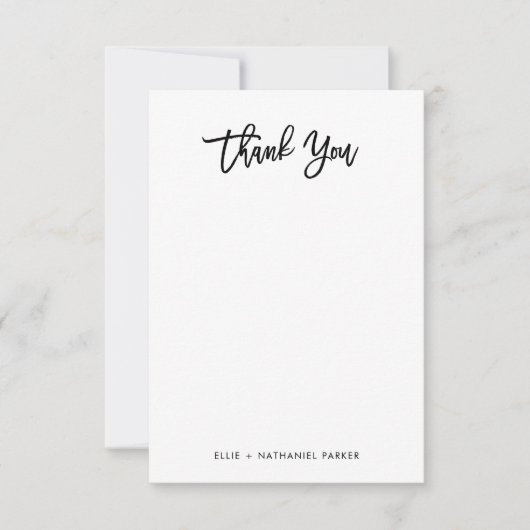 Modern zwart-wit script bedankkaart (Voorkant)