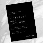 Modern zwart-wit script bruiloft kaart