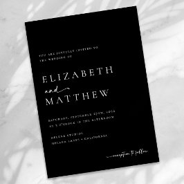 Modern zwart-wit script bruiloft kaart