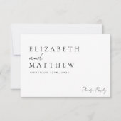 Modern zwart-wit script bruiloft RSVP kaartje (Voorkant)
