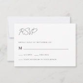 Modern zwart-wit script bruiloft RSVP kaartje (Achterkant)