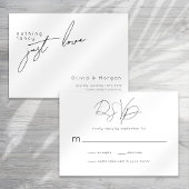 Modern zwart-wit script bruiloft RSVP kaartje