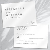 Modern zwart-wit script bruiloft RSVP kaartje