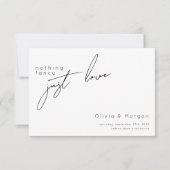 Modern zwart-wit script bruiloft RSVP kaartje (Voorkant)