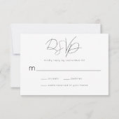Modern zwart-wit script bruiloft RSVP kaartje (Achterkant)