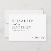Modern zwart-wit script bruiloft RSVP kaartje (Voorkant)