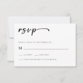 Modern zwart-wit script bruiloft RSVP kaartje (Achterkant)