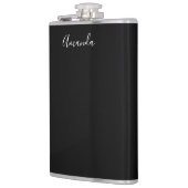 Modern Zwart-wit script chic Heupfles (Links)