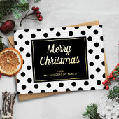 Modern Zwart Wit Script Christmas Gold Folie Feestdagenkaart