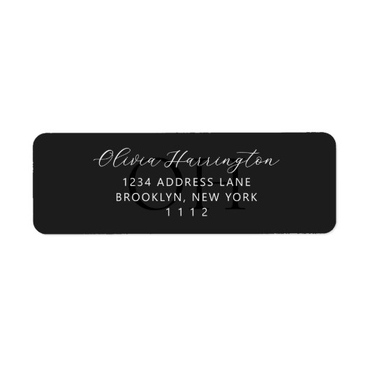 Modern zwart-wit script Classic Adres Etiket (Voorkant)