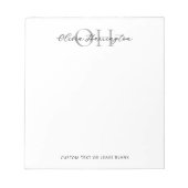 Modern zwart-wit script Classic Monogram Notitieblok (Voorkant)