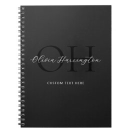 Modern zwart-wit script Classic Monogram Notitieboek