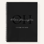 Modern zwart-wit script Classic Monogram Notitieboek (Voorkant)