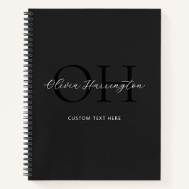 Modern zwart-wit script Classic Monogram Notitieboek