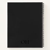 Modern zwart-wit script Classic Monogram Notitieboek (Achterkant)