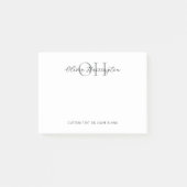 Modern zwart-wit script Classic Monogram Post-it® Notes (Voorkant)