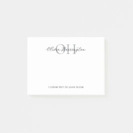 Modern zwart-wit script Classic Monogram Post-it® Notes