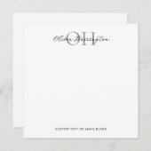 Modern zwart-wit script Classic Square Notitiekaartje (Voorkant / Achterkant)