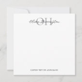 Modern zwart-wit script Classic Square Notitiekaartje (Voorkant)