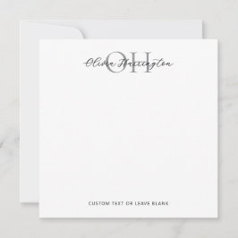 Modern zwart-wit script Classic Square Notitiekaartje