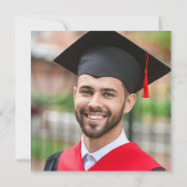 Modern Zwart Wit Script Foto Afstuderen Bedankkaart (Achterkant)