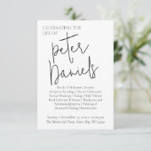 Modern zwart-wit script foto begrafenisprogramma kaart (Staand voorkant)