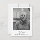 Modern zwart-wit script foto begrafenisprogramma kaart (Achterkant)