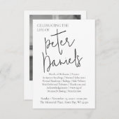 Modern zwart-wit script foto begrafenisprogramma kaart (Voorkant / Achterkant)