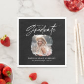 Modern zwart wit script foto elegant afstuderen servet (Insitu)