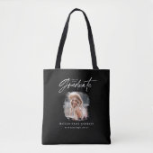 Modern zwart wit script foto elegant afstuderen tote bag (Voorkant)