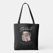 Modern zwart wit script foto elegant afstuderen tote bag (Achterkant)