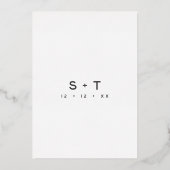 Modern zwart wit script foto minimale bruiloft folie uitnodiging (Achterkant)