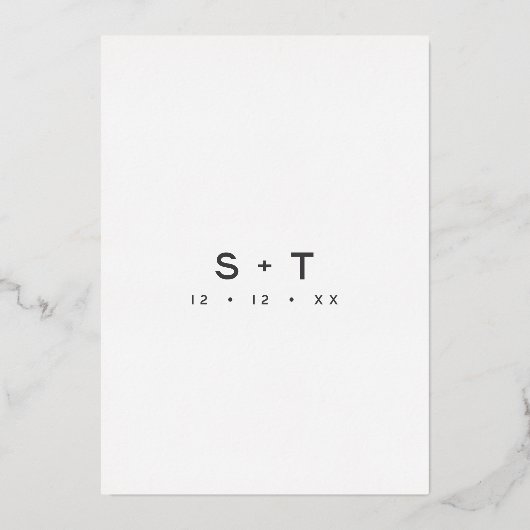 Modern zwart wit script foto minimale bruiloft folie uitnodiging (Achterkant)