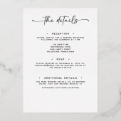 Modern zwart wit script foto minimale bruiloft folie uitnodiging (Achterkant)