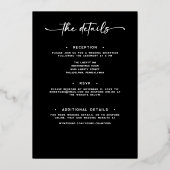 Modern zwart wit script foto minimale bruiloft folie uitnodiging (Achterkant)