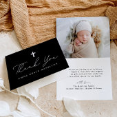 Modern Zwart-wit Script Fotodoop Bedankkaart