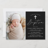 Modern Zwart-wit Script Fotodoop Kaart (Voorkant)